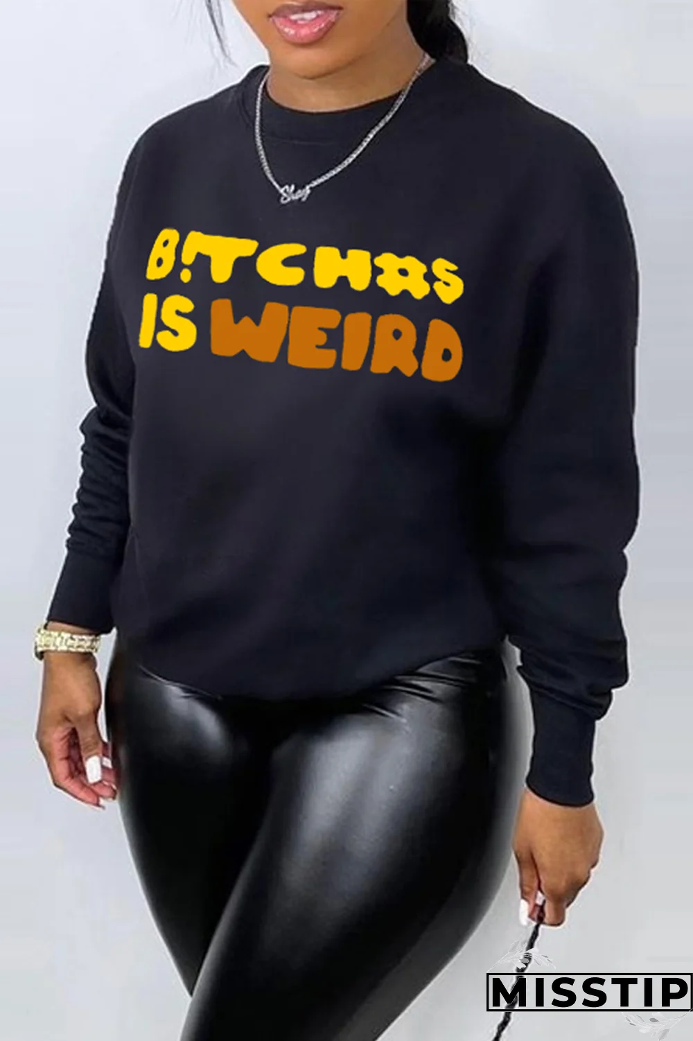 Blue Casual Basis Print Letter O Neck Tops