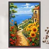 Sunflower Seascape-Full Embroidery 2 Strands 14CT Stamped Cross Stitch-40*60CM-Large Size