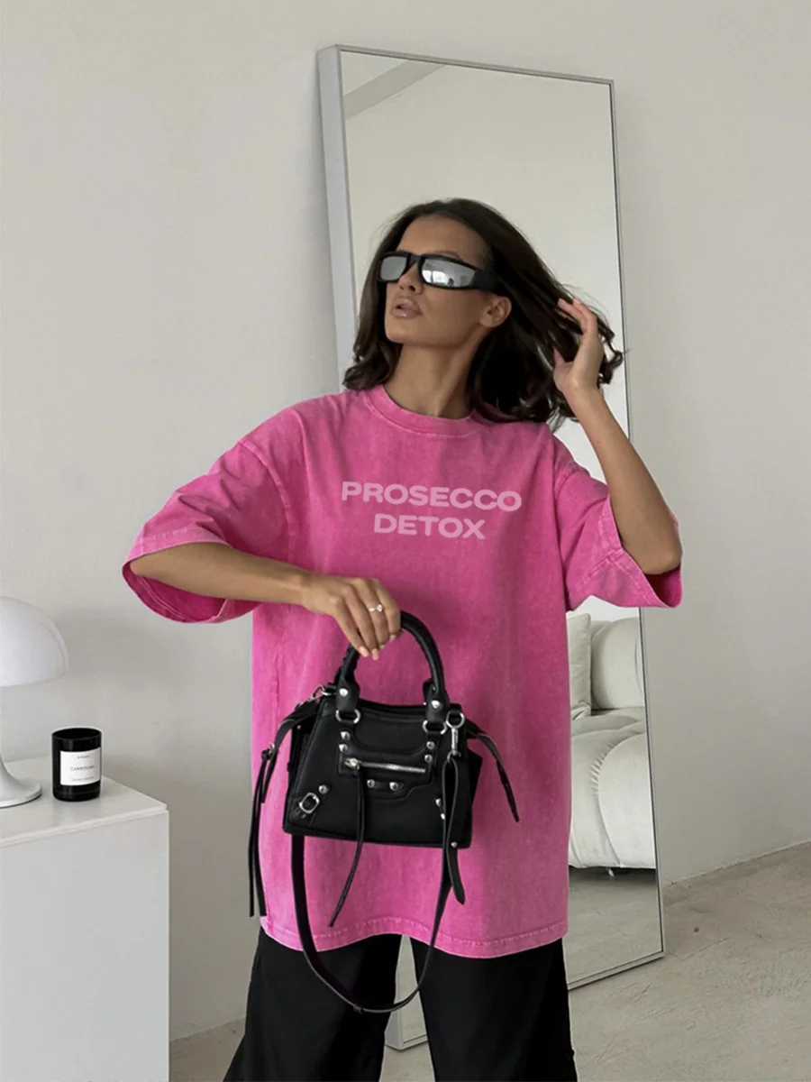 Athvotar Athvotar Letter Print Short-Sleeved T-Shirts For Women's Summer New Water Wash To Make Old Design Feel Bottoming Top Ins