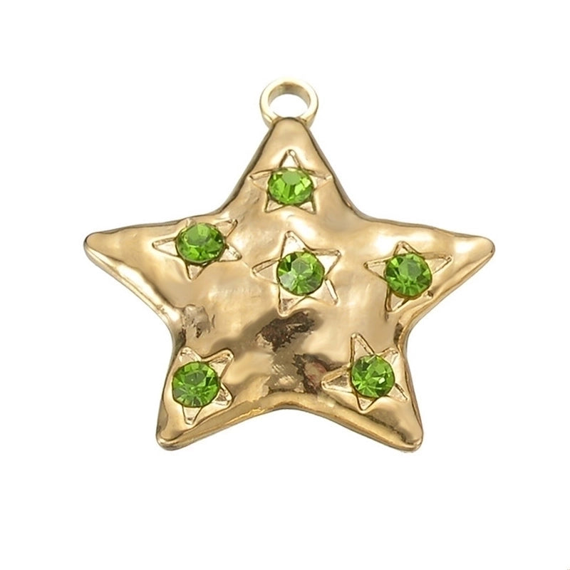 5 Pcs/package Minimalist Star Stainless Steel Plating Inlay Pendant Jewelry Accessories