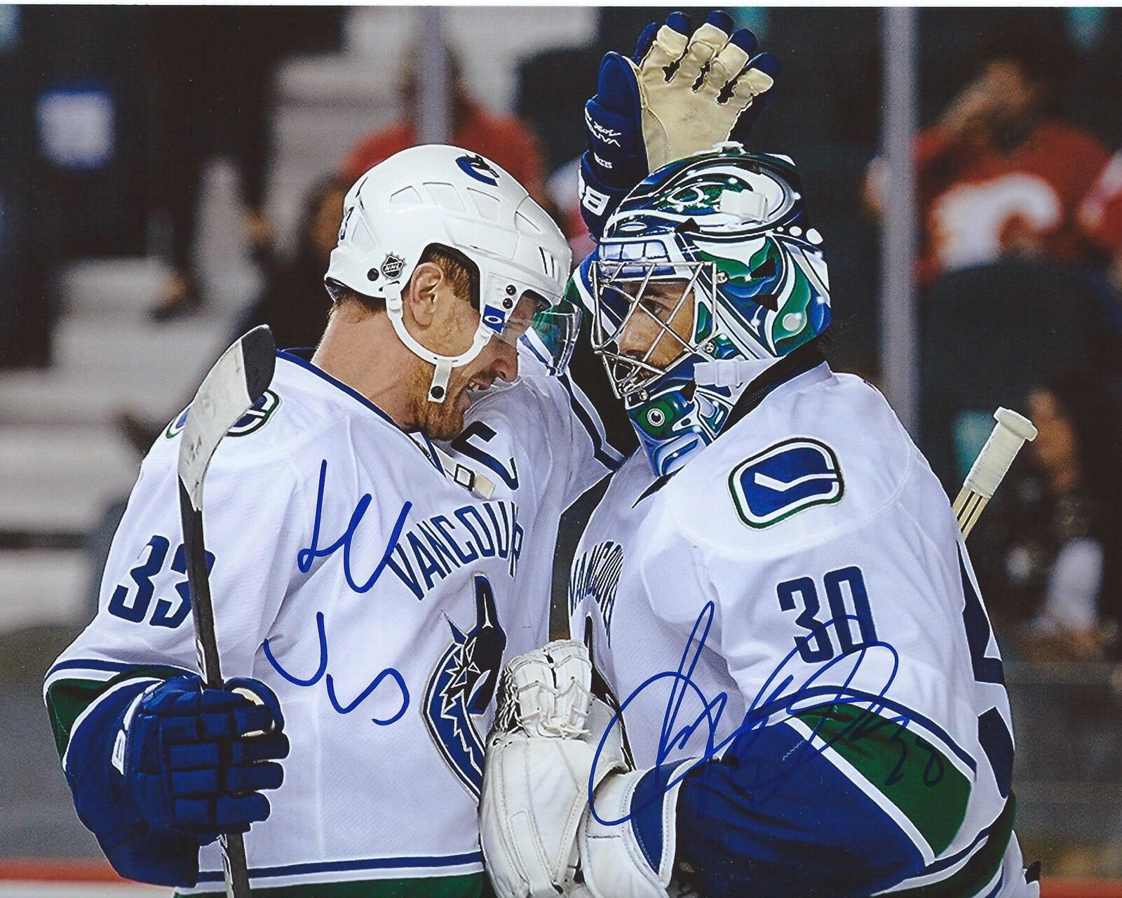 Henrik Sedin & Ryan Miller Signed 8×10 Photo Poster painting Vancouver Canucks Autographed COA