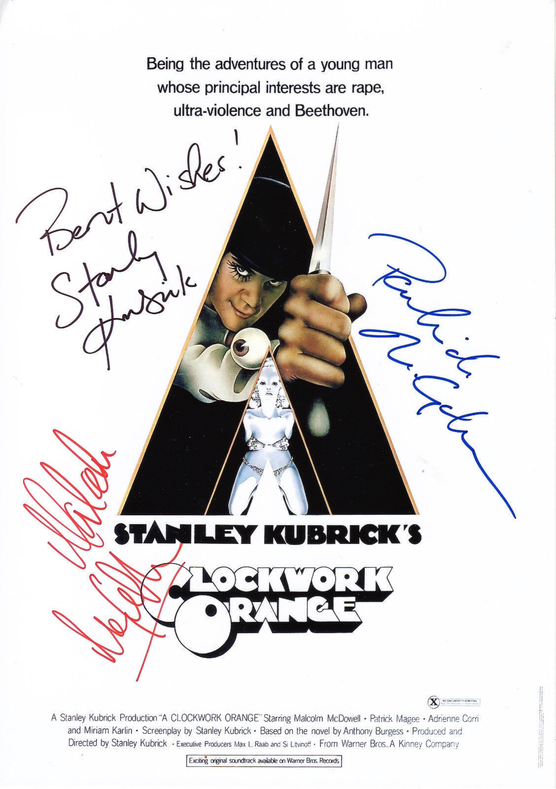 A CLOCKWORK ORANGE CAST SIGNED PP Photo Poster painting POSTER