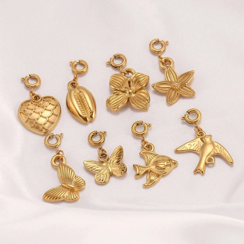 1 Piece 16 * 17mm 18*14mm 304 Stainless Steel Zircon Geometric Heart Shape Butterfly Polished Pendant Jewelry Accessories