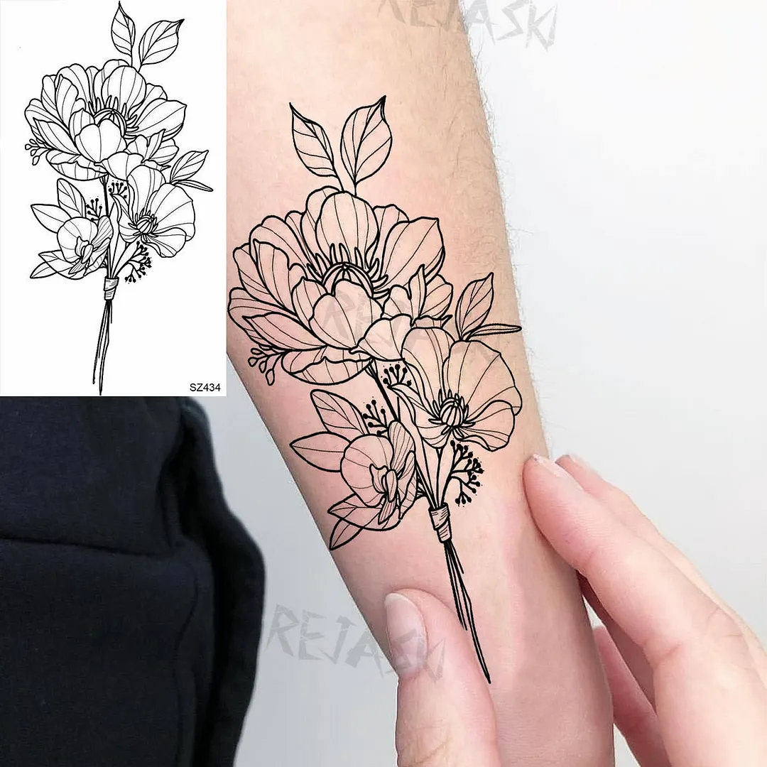 Colored Rose Fashion Feet Temporary Tattoos For Women Adult Hummingbird Sunflower Fake Tattoo Body Art Washable Tatoos Sticker