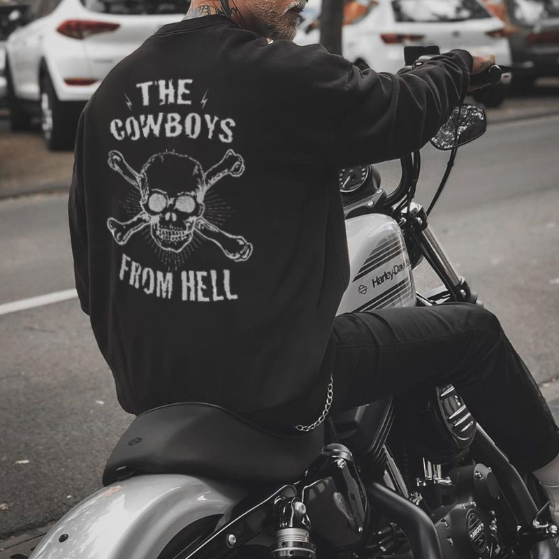 THE COWBOYS FROM HELL Skull Graphic Black Print Sweatshirt