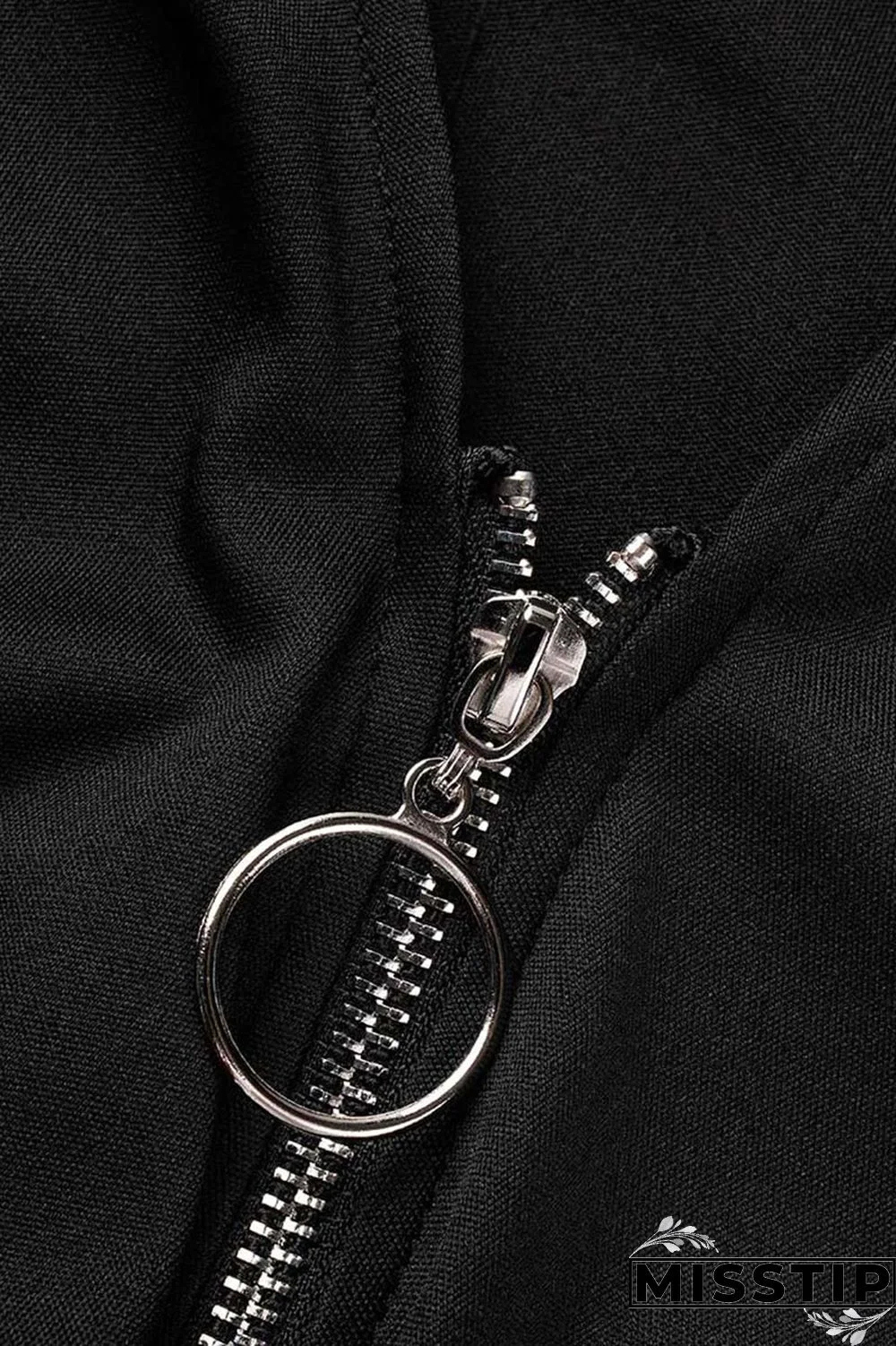 Black Casual Solid Hollowed Out Patchwork V Neck Short Sleeve Dress