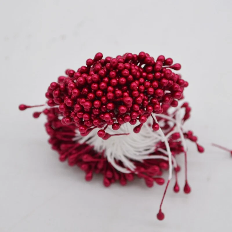 1 Bundle= (500PCS )Artificial Flower Double Heads Stamen Pearlized Craft Cards Cakes Decor Floral for home wedding party decor