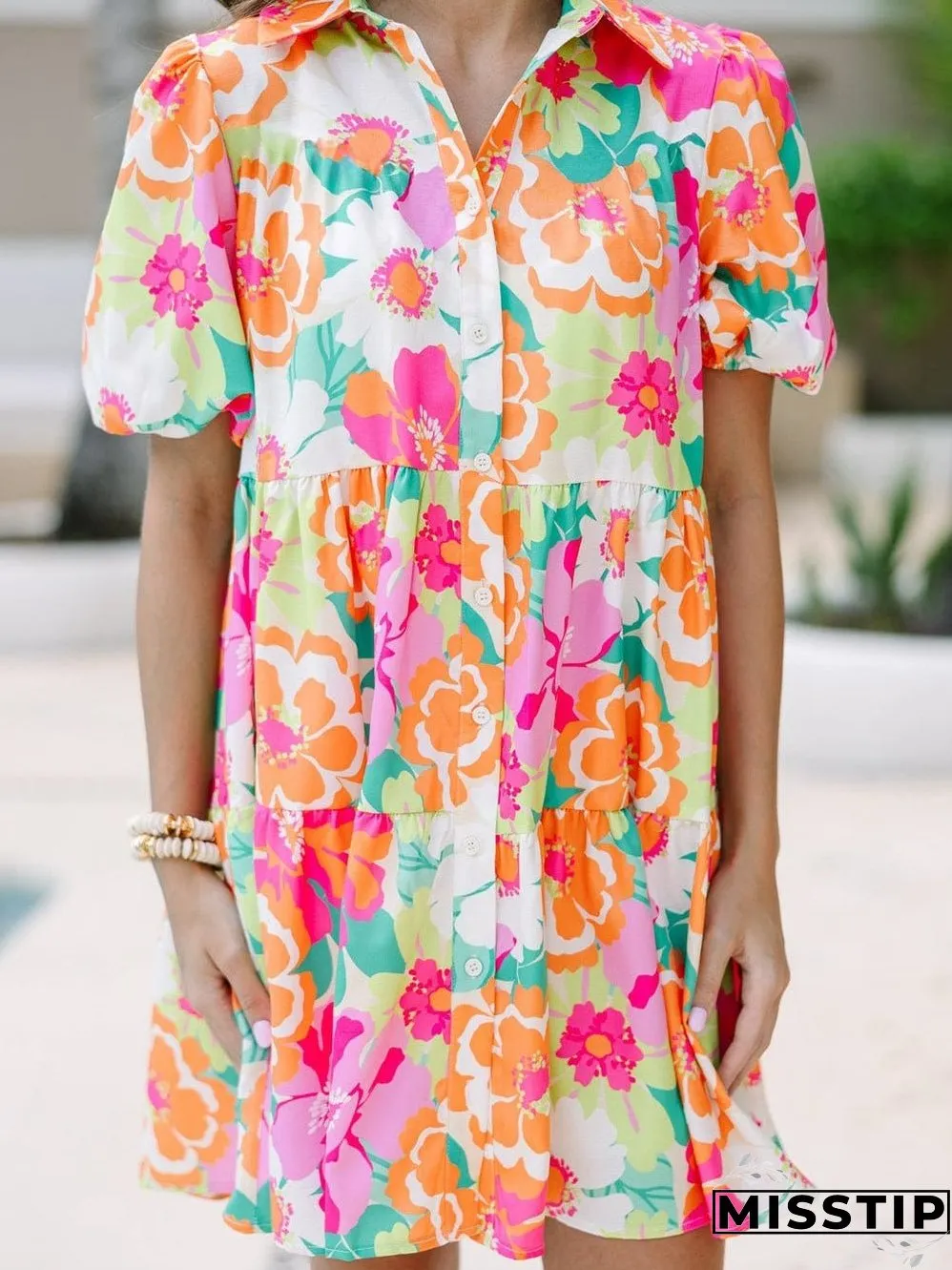 Charming Floral Print Dress