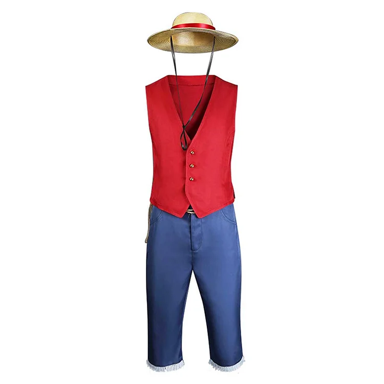 One Piece Luffy Set Outfits Cosplay Costume Halloween Carnival Suit