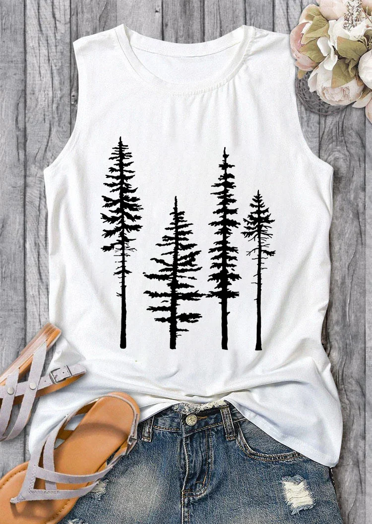 Pine Tree Printed Women's Vest