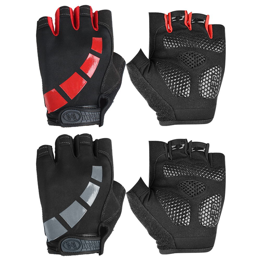 

Reflective Anti-slip Sports Half Finger Gloves Men Cycling Riding Gloves, Grey, 501 Original