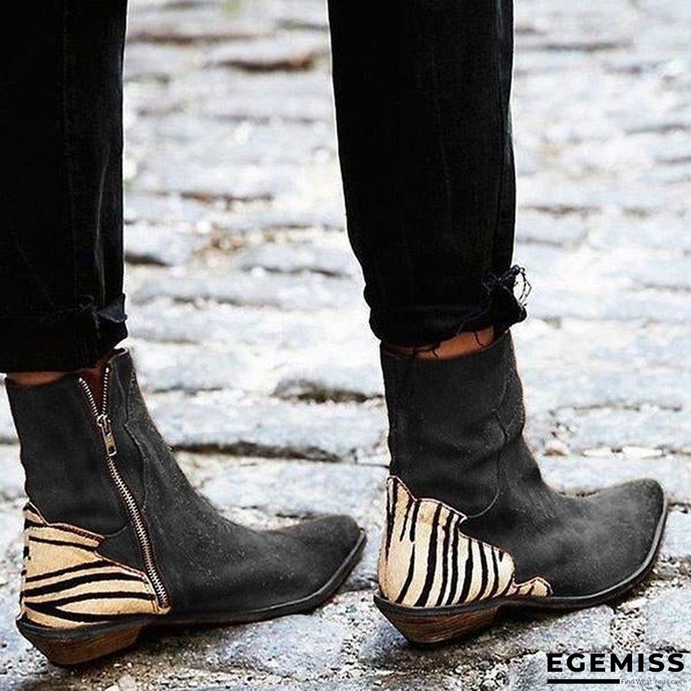 Casual Pointed Toe Zebra-Striped Boots | EGEMISS