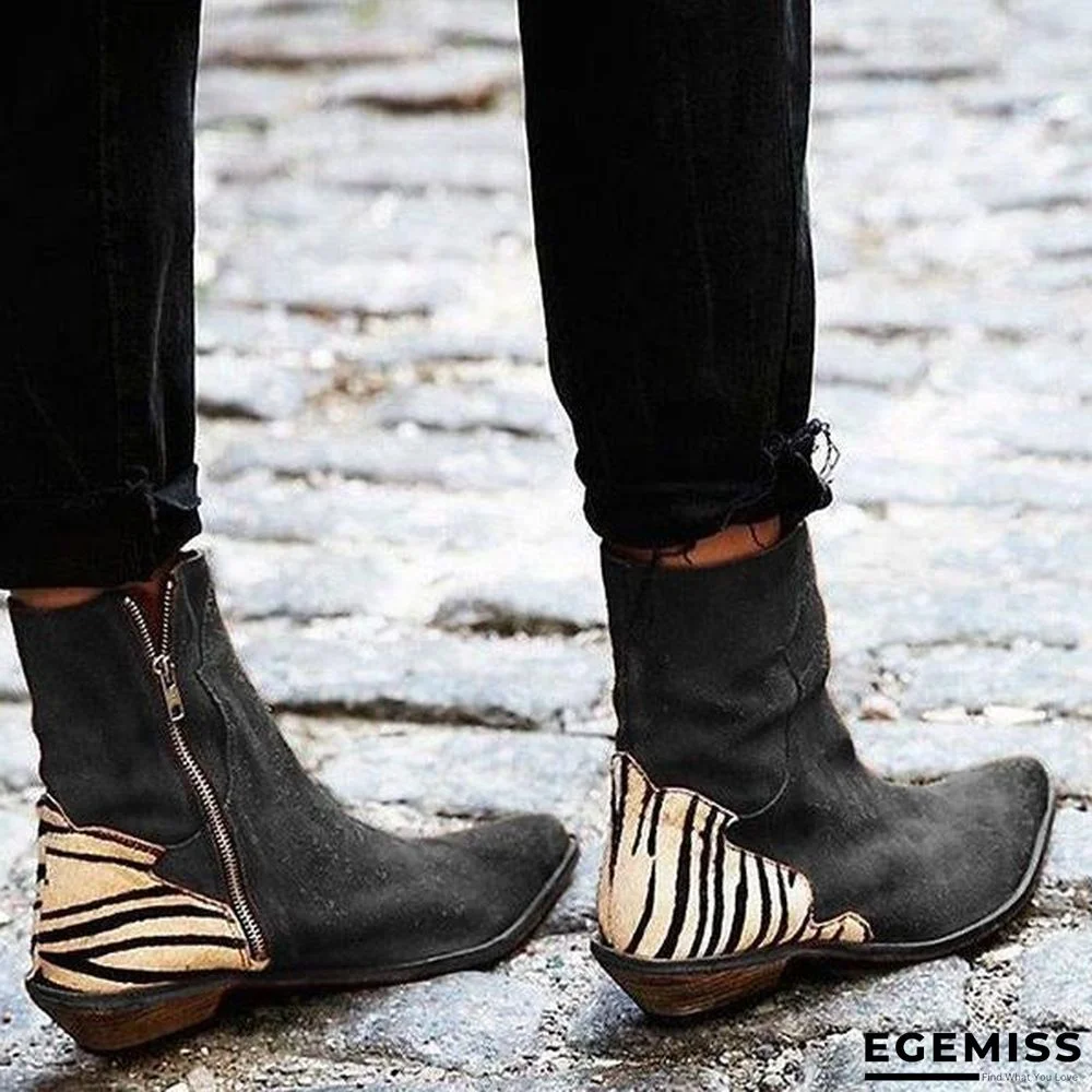 Casual Pointed Toe Zebra-Striped Boots | EGEMISS