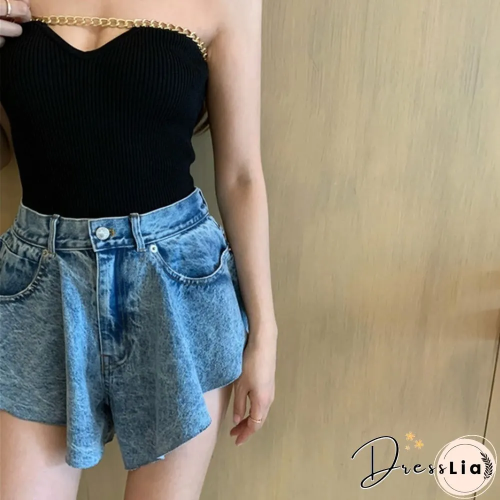 Women Denim Shorts Pants Hot Wide Leg Sexy Mini High Waist Summer