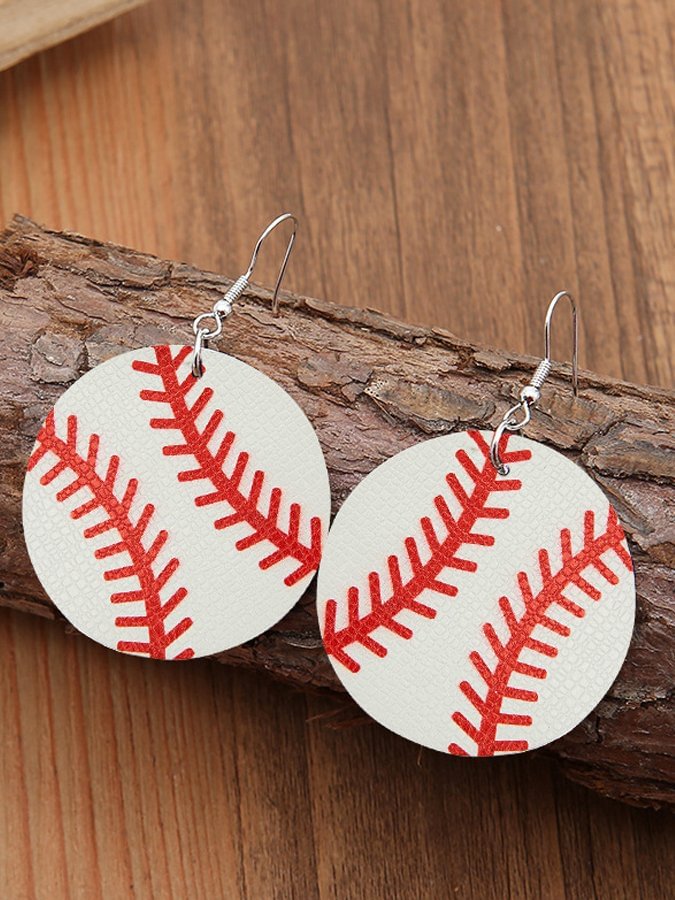 Baseball Print Earrings