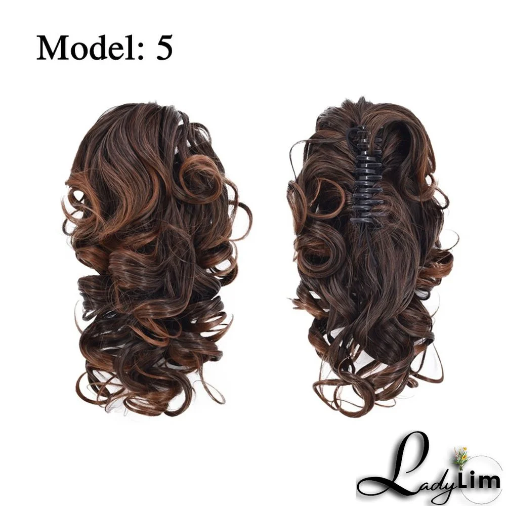 Women Curly Hair Wig  Grab Clip Ponytail  (Including 3 Sets)