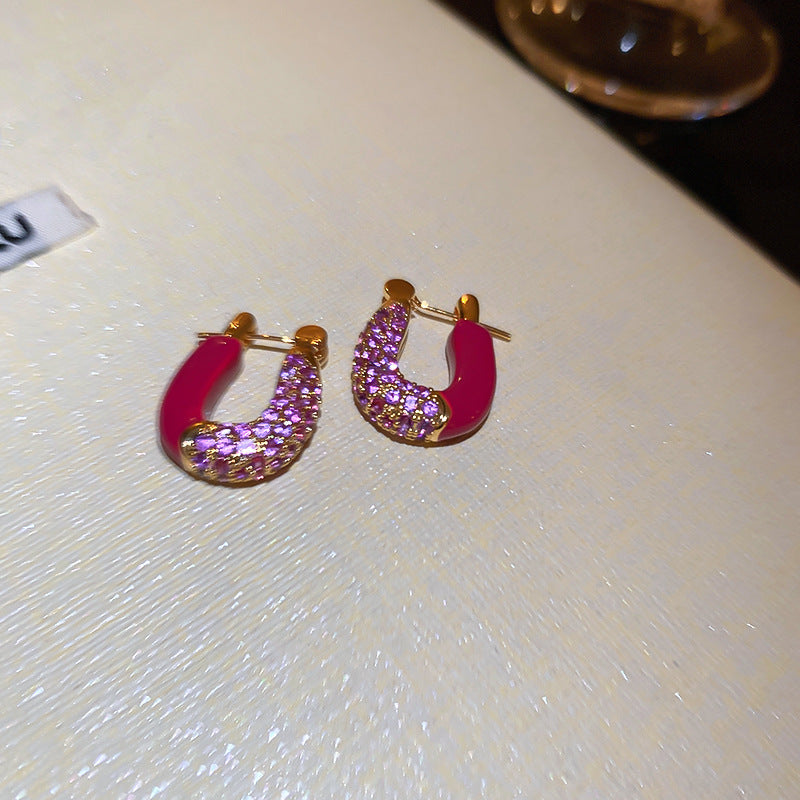 Medieval Flower Geometric Copper Oil Dripping Earrings