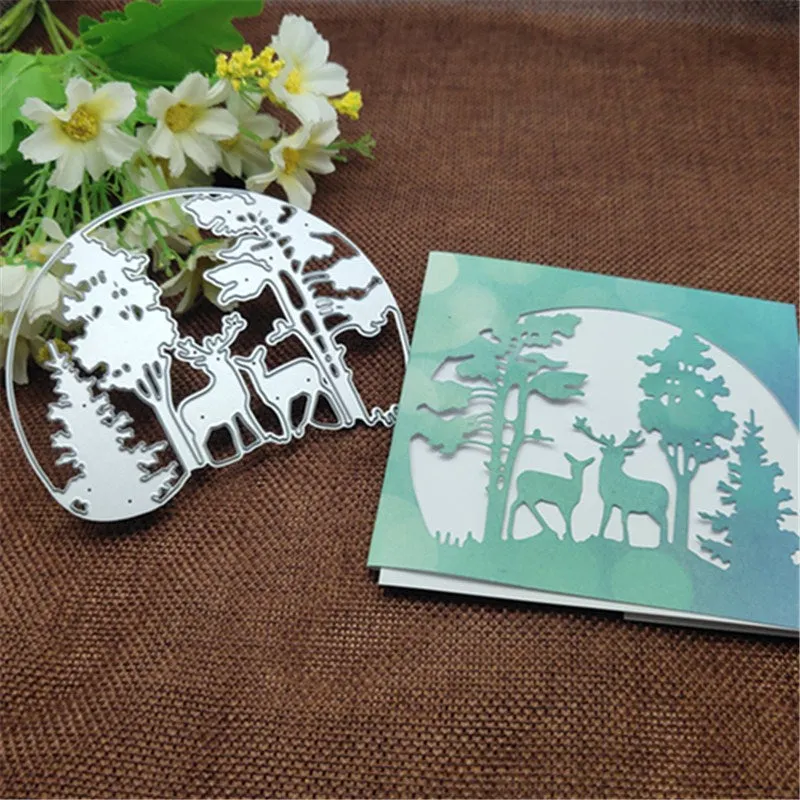 Christmas Tree Animal Deer Frames Metal Cutting Dies Stencils Die Cut for DIY Scrapbooking Album Paper Card