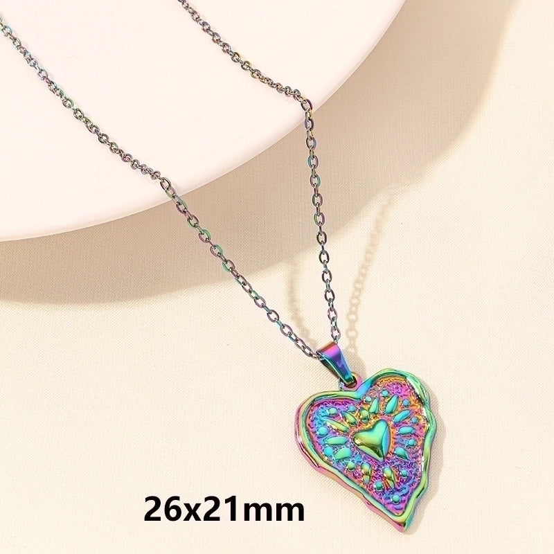 Elegant Minimalist Heart Shape 304 Stainless Steel 18K Gold Plated Plating Hollow Out Pendant Necklace
