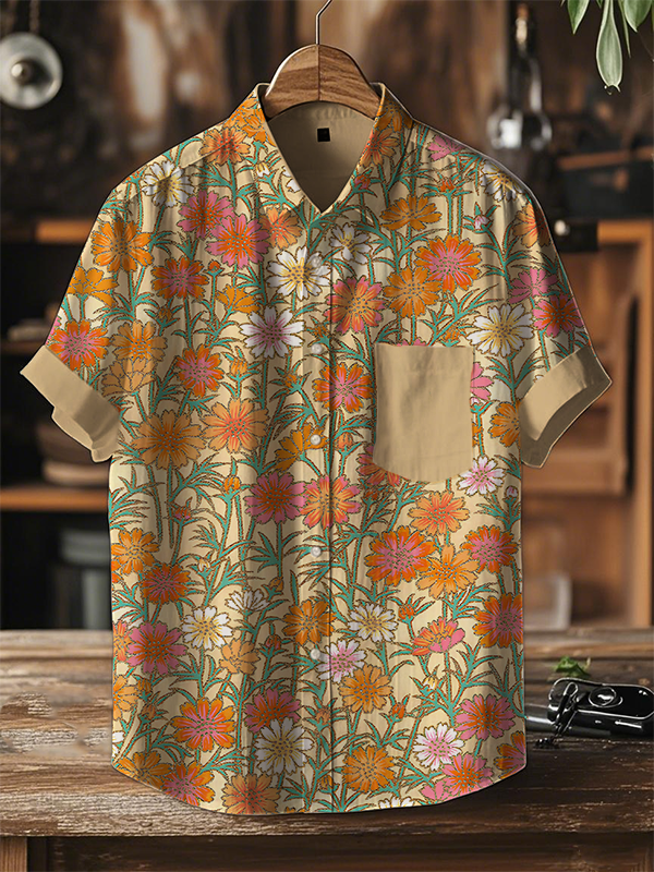 Men's Retro Floral Holiday All Over Print Shirt