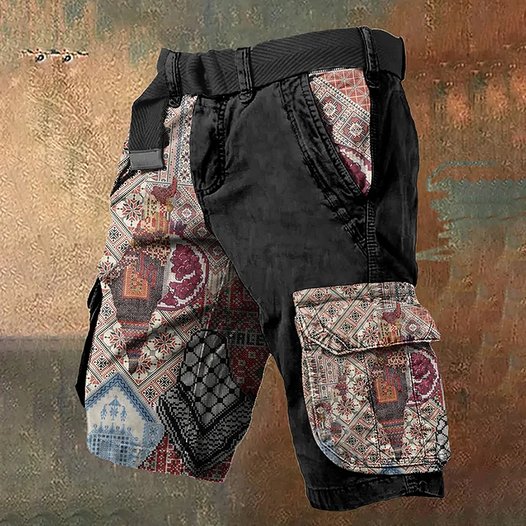 Men's Hope Peace Forever And Palestine Map Cargo Shorts (Belt Not Included)