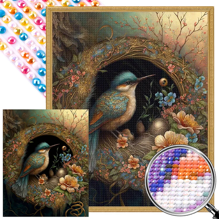 Partial AB Drill - Full Round Diamond Painting - Bird'S Nest Classical Painting 40*50CM