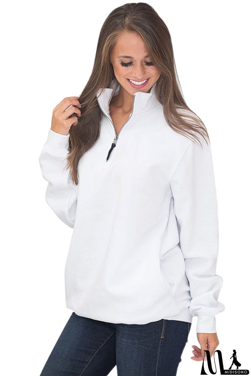 MidiSono - Pocket Style Quarter Zip Sweatshirt