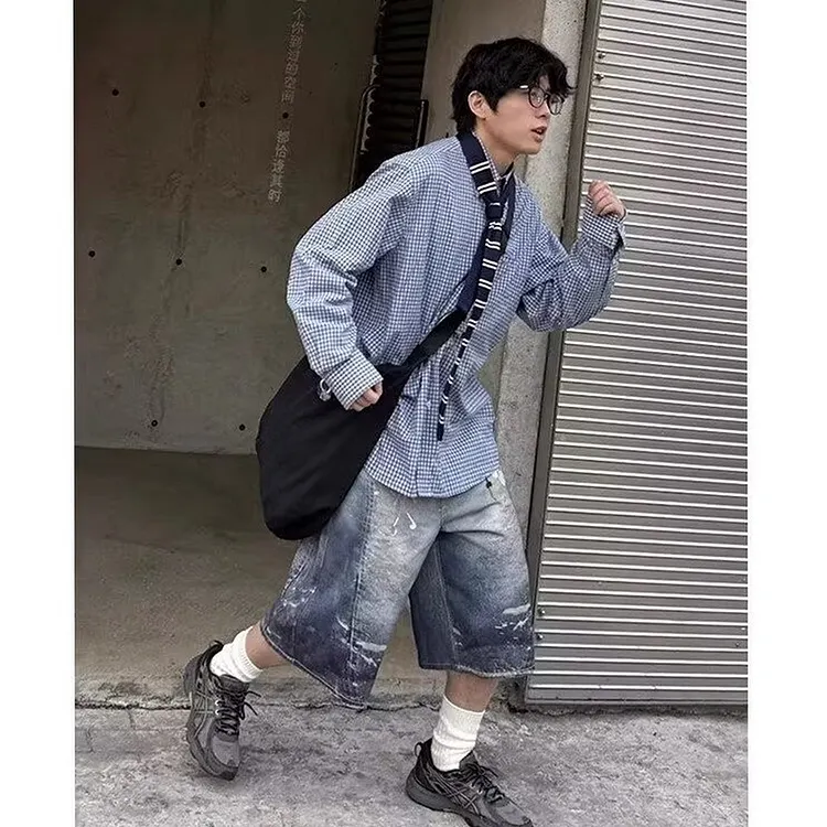 Men's Straight Leg Denim Shirt Spring Summer Casual Top