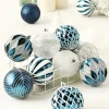 16PCS Blue Silver White Shimmers 8CM Christmas Hanging Decor Balls