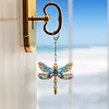 1PC, porte-cl&eacute;s en diamant libelluline 3D DIY avec boucle homard, porte-cl&eacute;s en diamant double face avec cha&icirc;ne de ressort, cristal en tistras, mosa&iuml;que de diamants, cadeau unique fait main