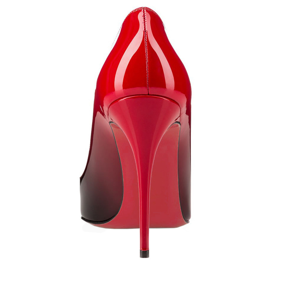 100mm Gradient Color Heels Party Daily Pumps Red Black-vocosishoes
