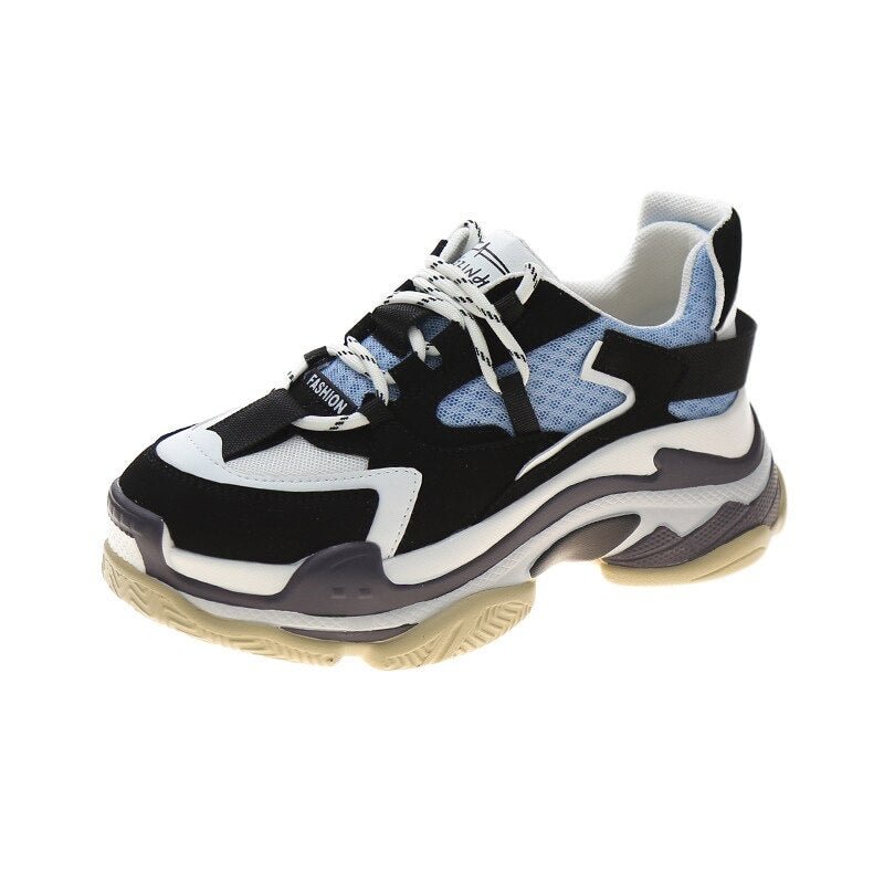 Women Platform Sneakers Spring Chunky Shoes Ladies Breathable Mesh Thick Bottom Sneakers Round Head Lace Up Fashion Women's Shoe