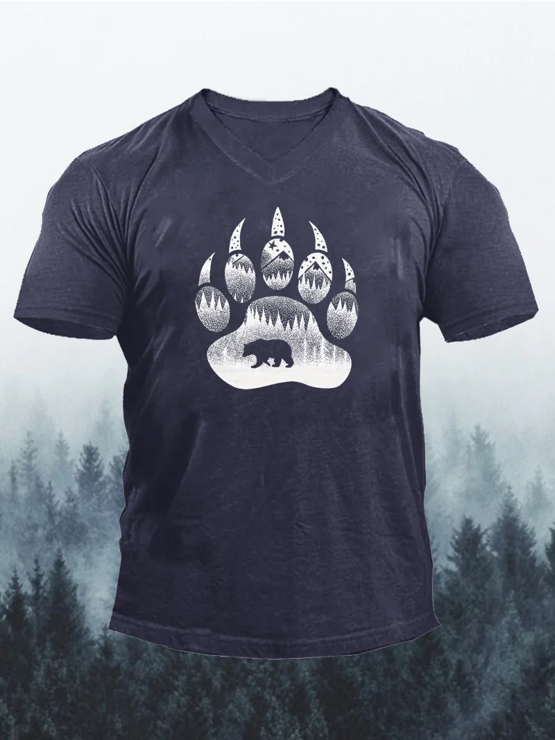 Men's Bear Paw Graphic V-Neck T-Shirt in  mildstyles