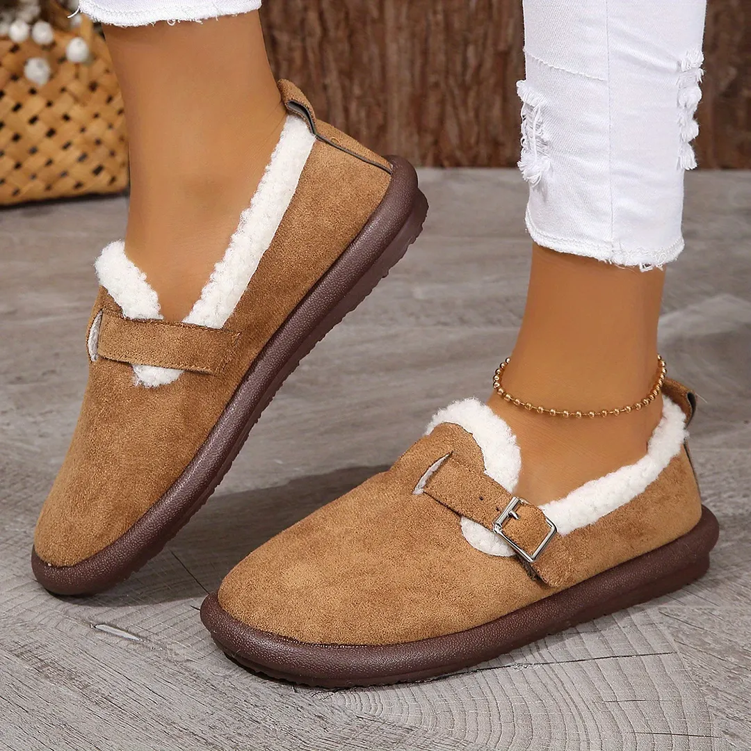 🔥LAST DAY 50% OFF -WOMEN'S PLUSH ROUND TOE SLIP-ON FLATS-BUY 2 FREE SHIPPING