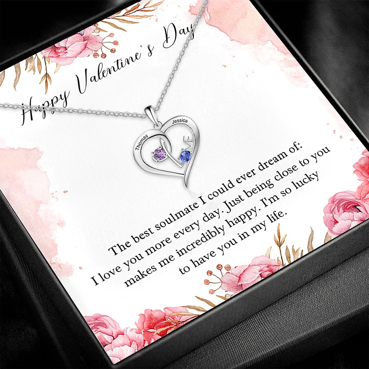 To My Soulmate S925 Love Heart Necklace Personalized Birthstone Necklace Handmade Gifts For Her
