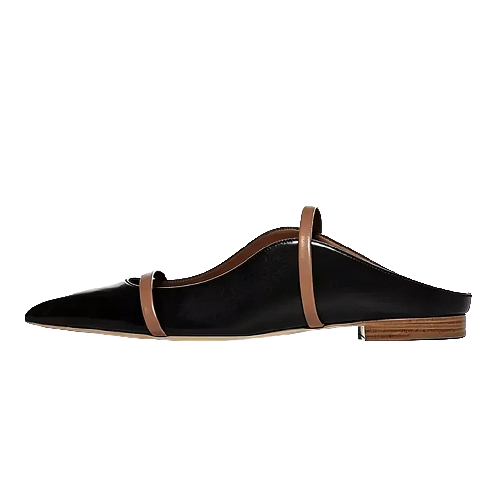 Nude Leather Flats Slippers Women Pointed Toe Shoes With Double Straps Summer Party Mule-inspired Open Back Silhouette Slipper  highheelher