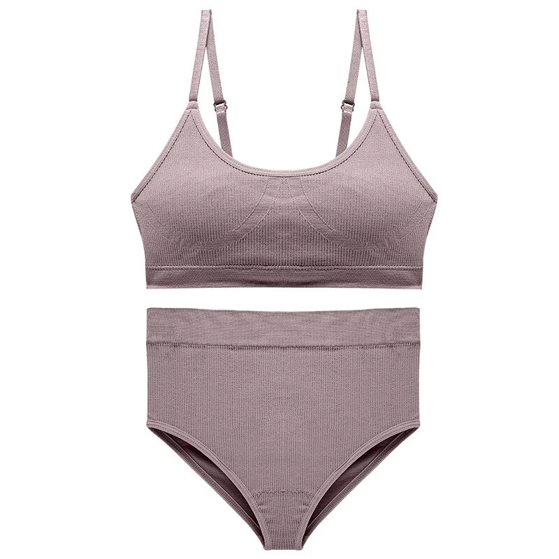 Billionm Bra Set Women Sexy Bralette Female Underwear Lingerie Ribbed Tops Seamless Wire Free Bra and Sexy Panty Set