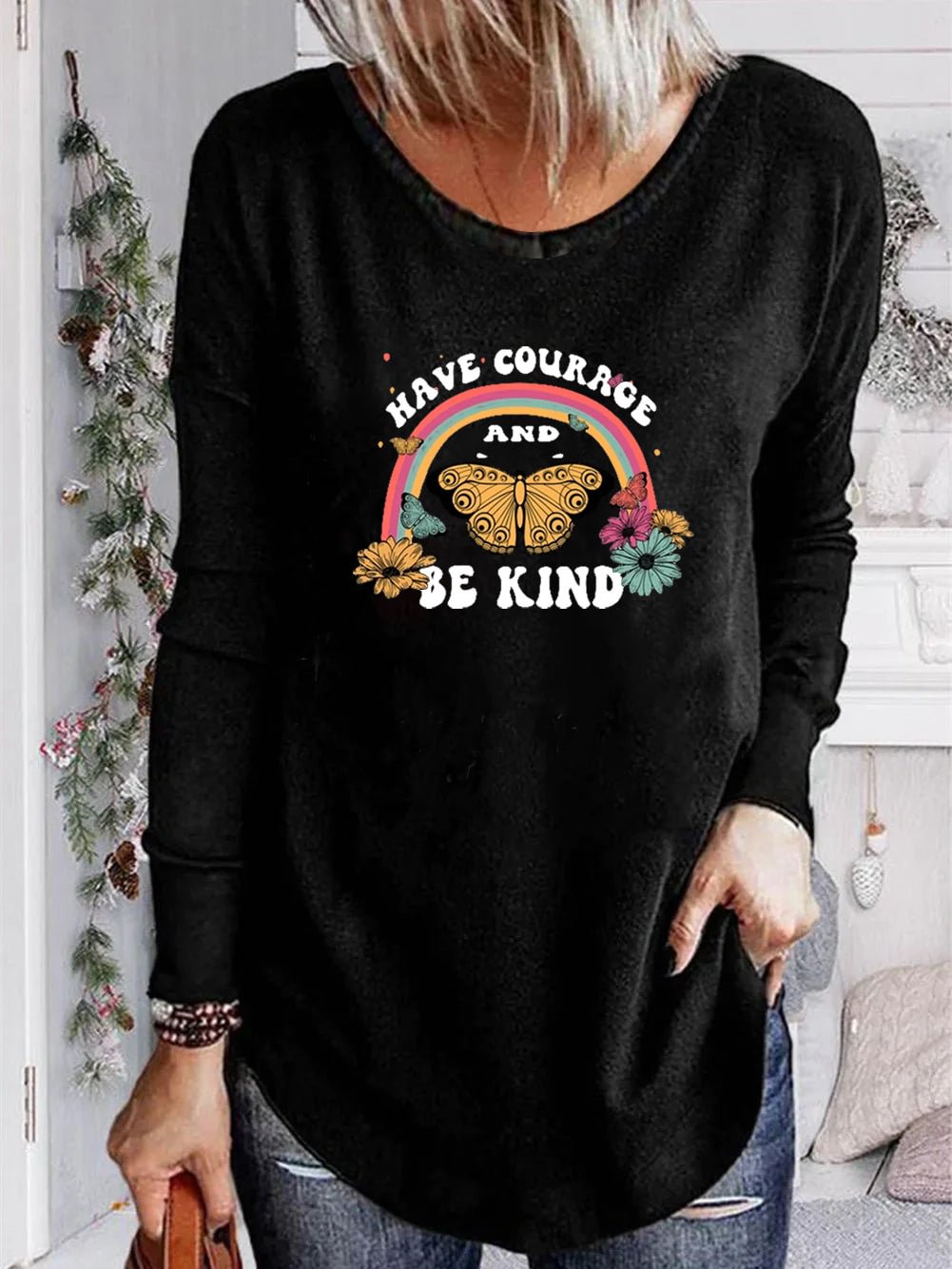 Unisex 100% Cotton Long Sleeve Crew Neck Be Kind Shirt