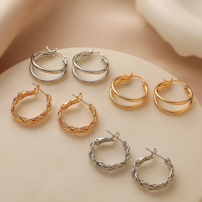 Europe And America  Simple And Light Luxury Copper Plating 18K Gold Geometric Ear Ring Women's Design Sense Niche High-End Earrings New