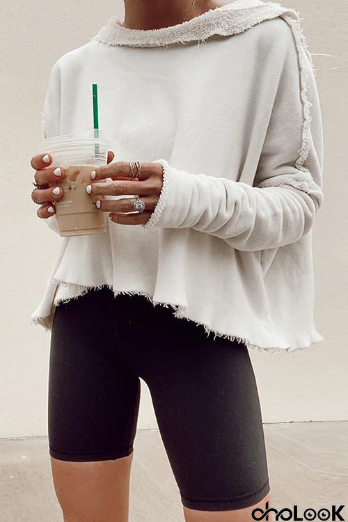 Irregular Fringed Lapel Knit Sweatshirt