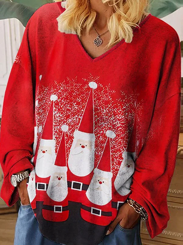 Womens Classic Red Snowman Soldiers Print T-shirt Strong