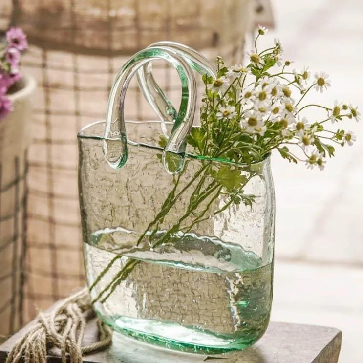 Basket-Bag Glass Vase
