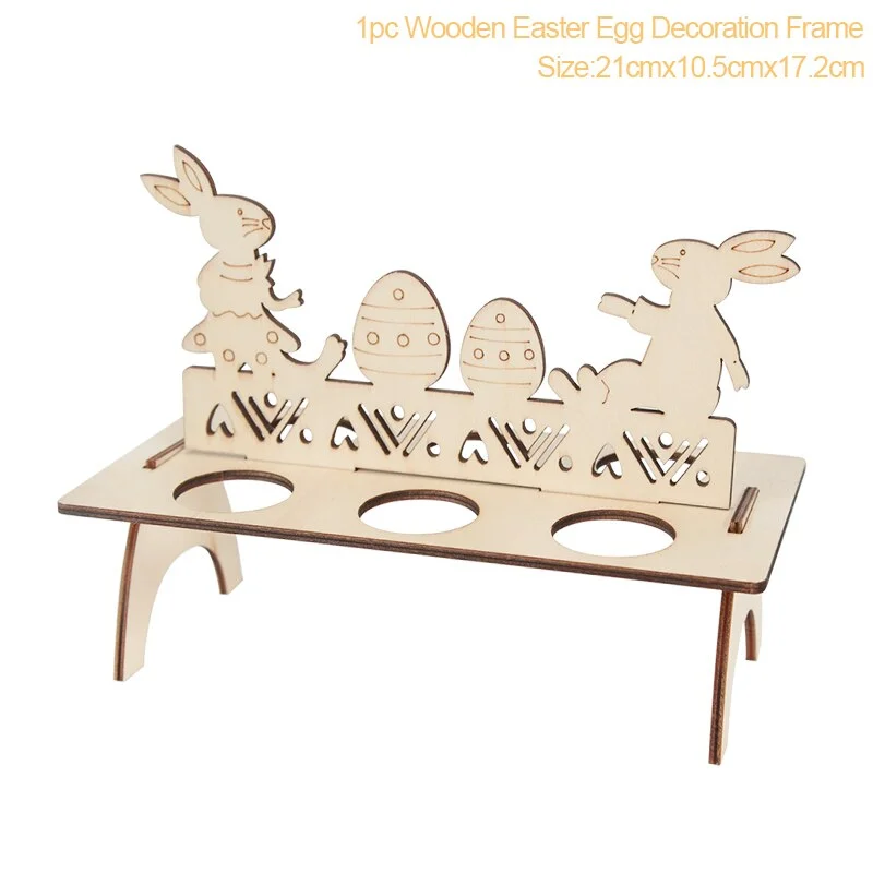 Easter Decoration for Home Wooden Easter Egg Holder Shelves DIY Craft Handmade Ornaments Kids Gift Happy Easter Party Decor 2022