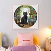Black Cat In Garden-11CT Stamped Cross Stitch 37*37cm/14.57*14.57in