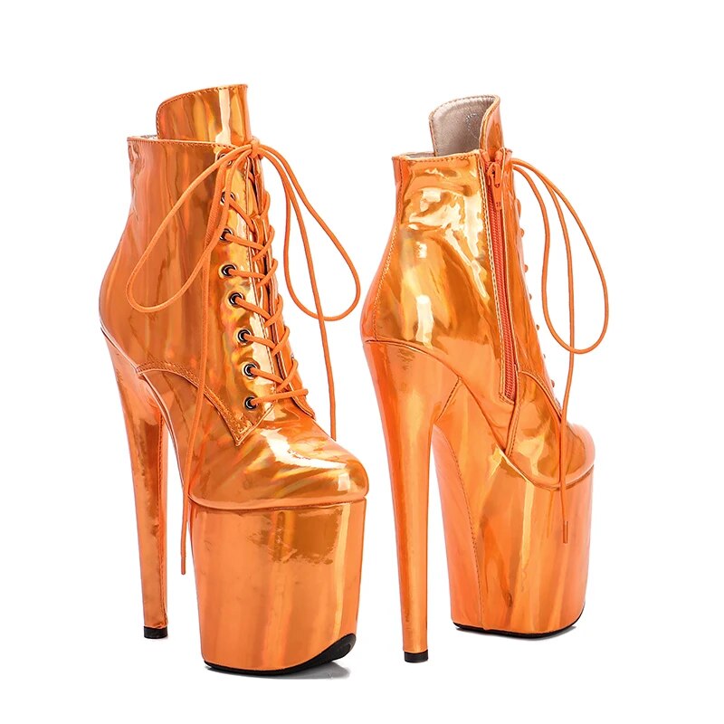 TAAFO 20CM/8inches Pole Dancing Shoes High Heel Platform Boots Closed Toe Pole Dance Boots