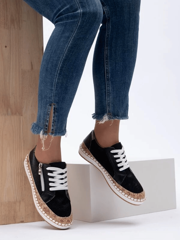 New Arrive Zipper Decor Lace Up Front Sneakers