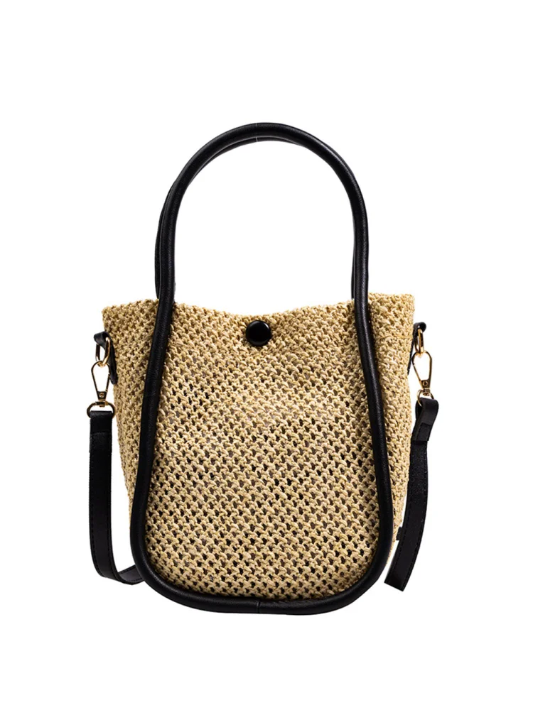 Hollow Straw Handbag Woven Beach Holiday Leather Shoulder Crossbody Bags