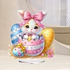 (US Only)2D Flat Easter Bunny Egg DIY Double-Sided Diamond Painting Desktop Decorations