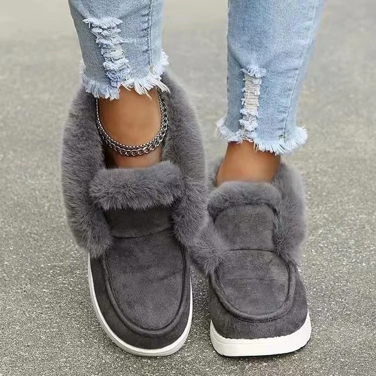 Tanguoant Tanguoant And Winter 2023 New Pure Color Suede Cotton Shoes Casual Snowshoes Low Top And Velvet Women's Cotton Shoes