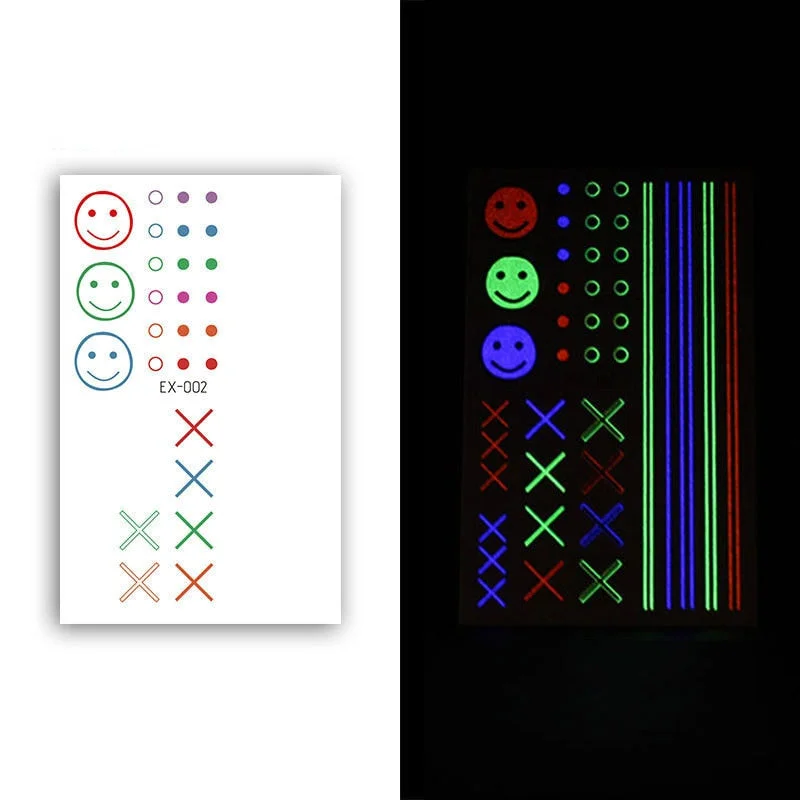 Night Luminous Tattoo Butterfly Starry Star Universe for Kids Fake Tattoo Glowing In Dark Waterproof Temporary Tattoo Stickers